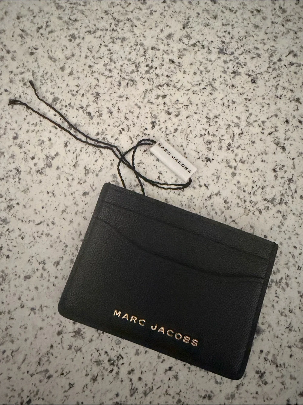 Marc Jacobs Black Leather Cardholder with Gold Logo